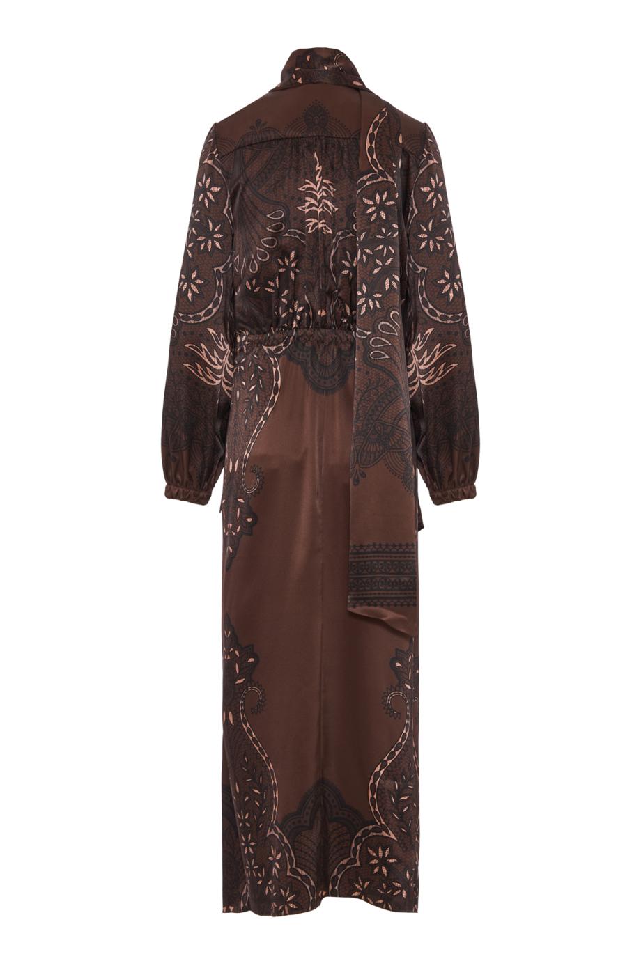 Timeless Concurse printed silk maxi dress in chocolate