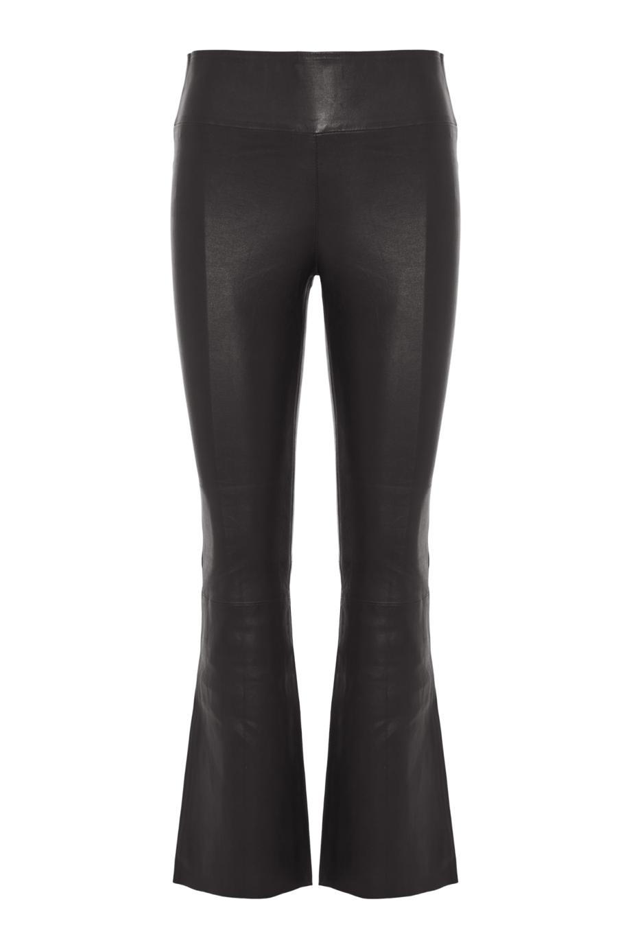 Jackie leather ankle-flare pants in black