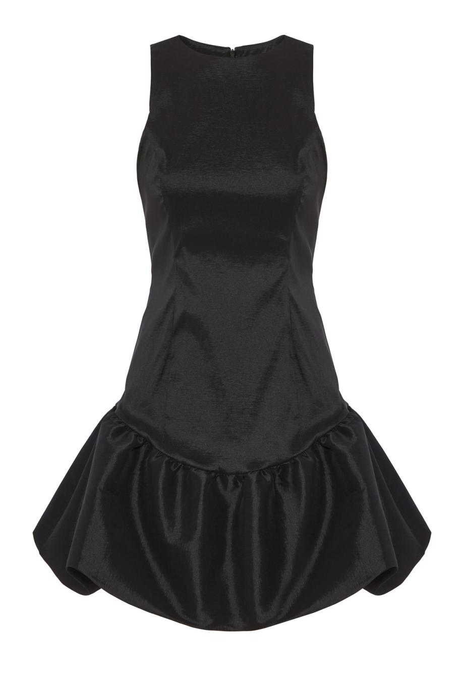 Birgit ruffled taffeta mini dress in black