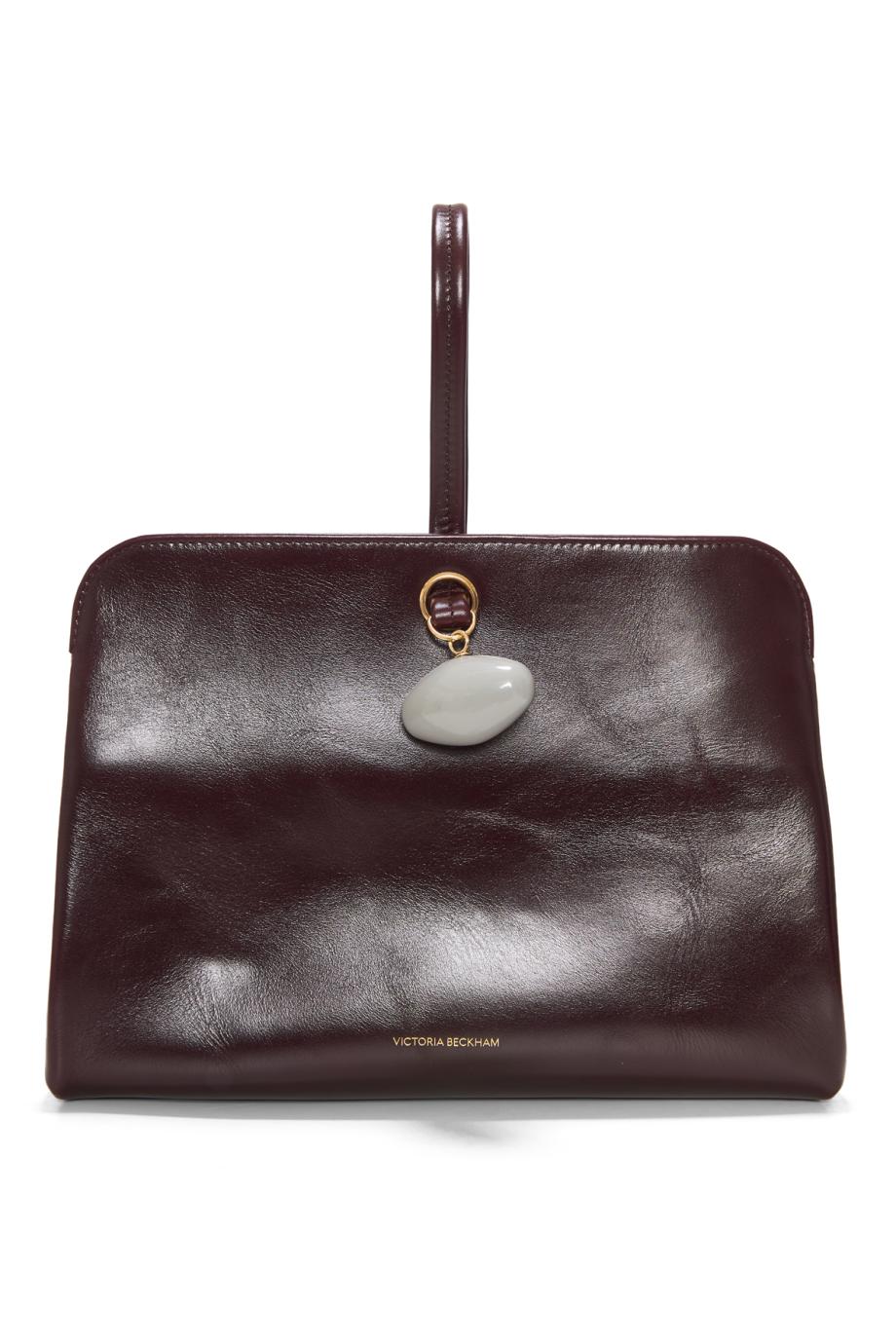 Kizette leather clutch bag in dark burgundy