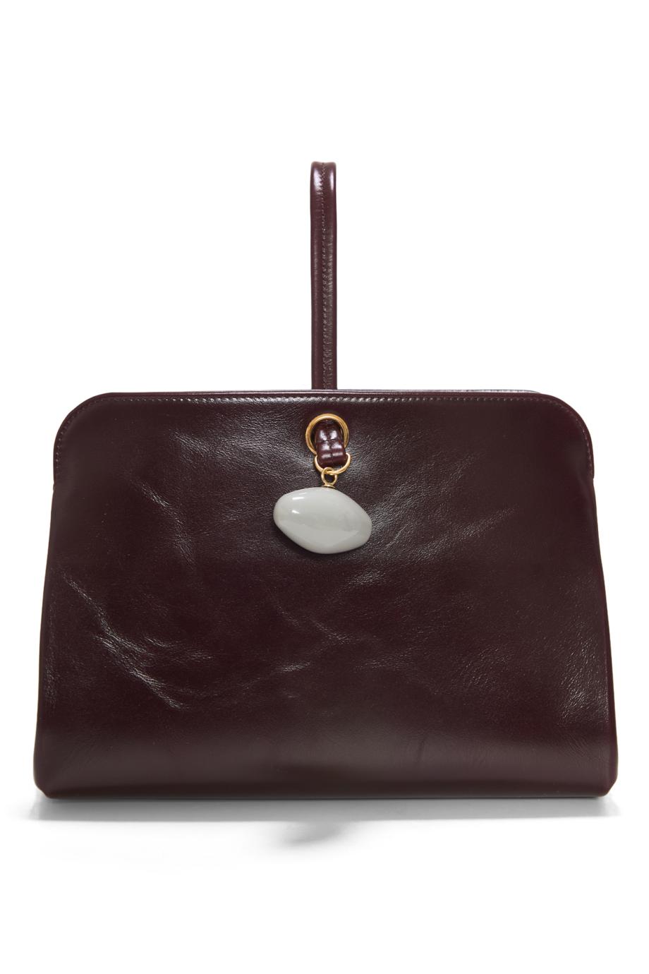 Kizette leather clutch bag in dark burgundy