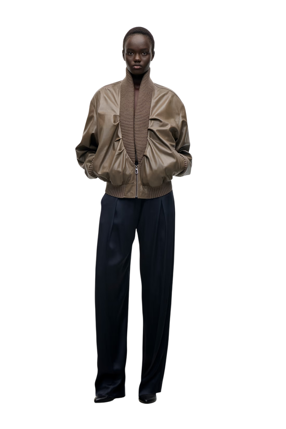 Zana nappa leather bomber jacket in tree bark