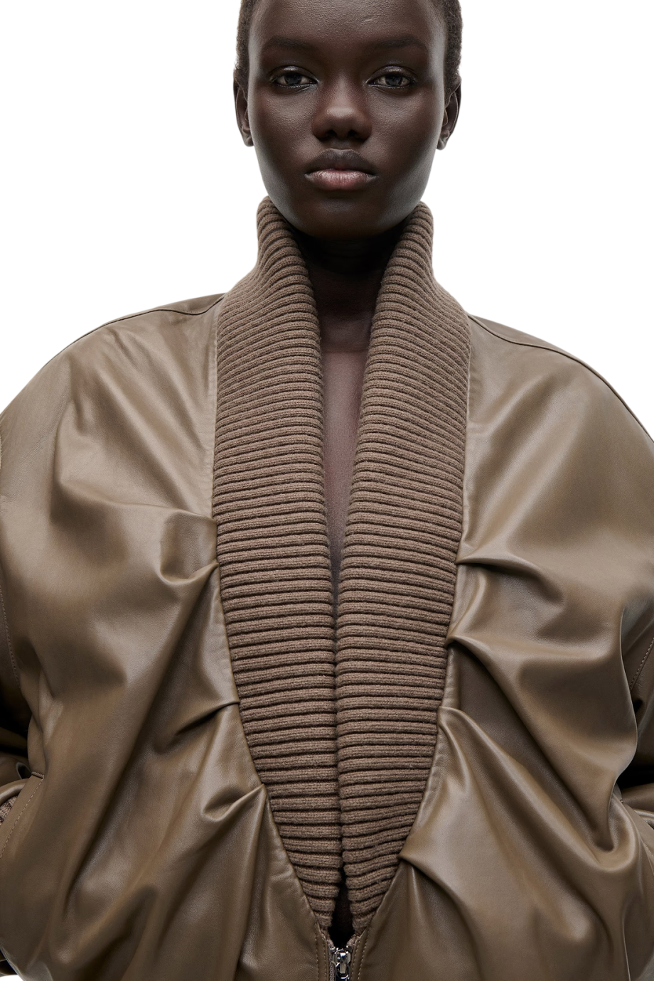 Zana nappa leather bomber jacket in tree bark