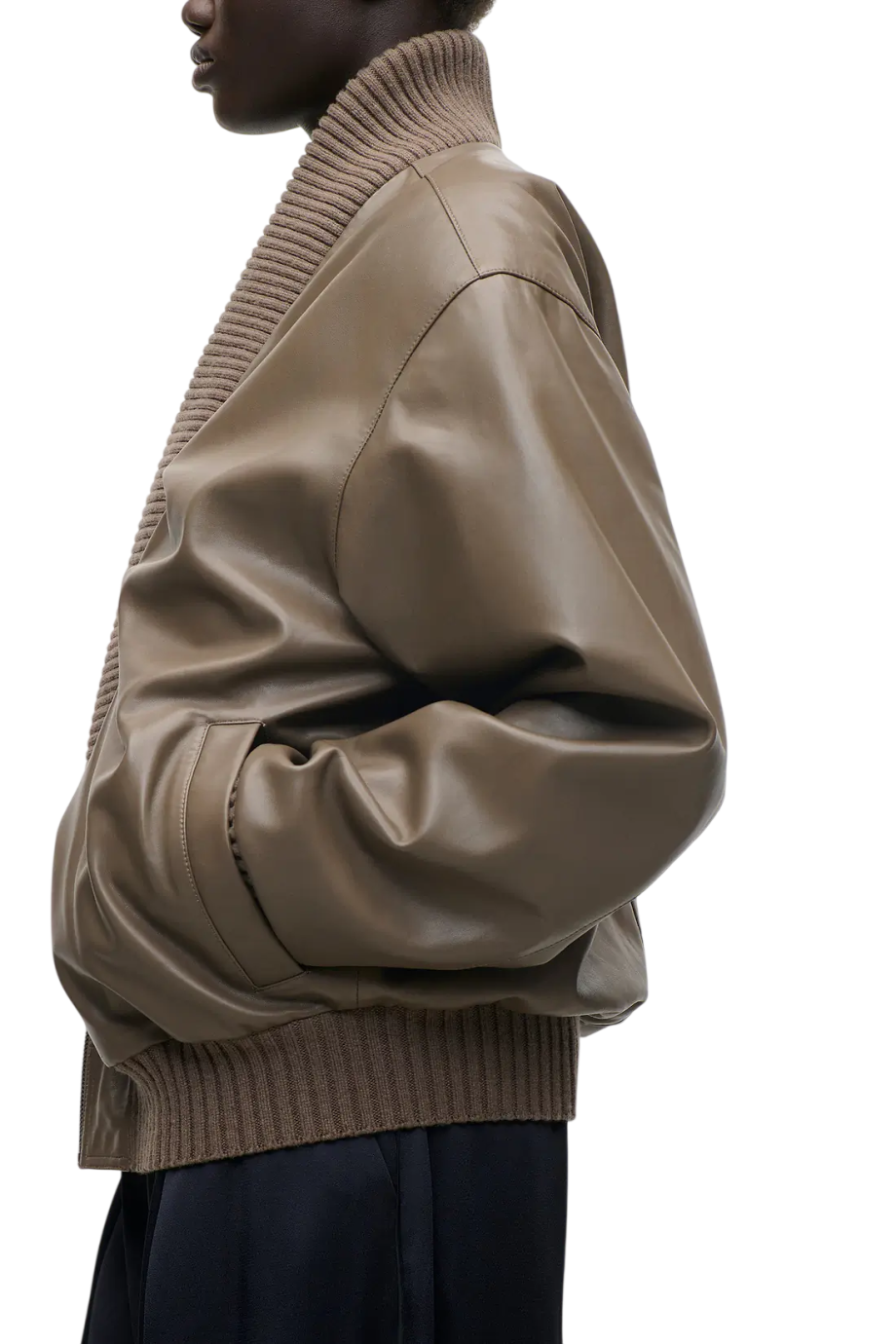 Zana nappa leather bomber jacket in tree bark