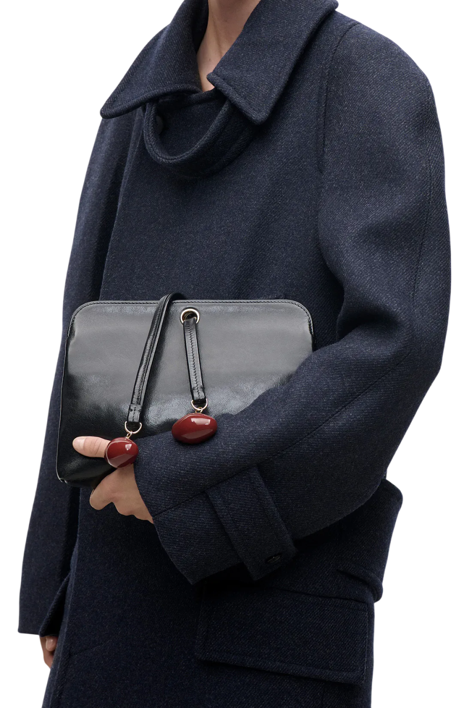 Kizette leather clutch bag in black