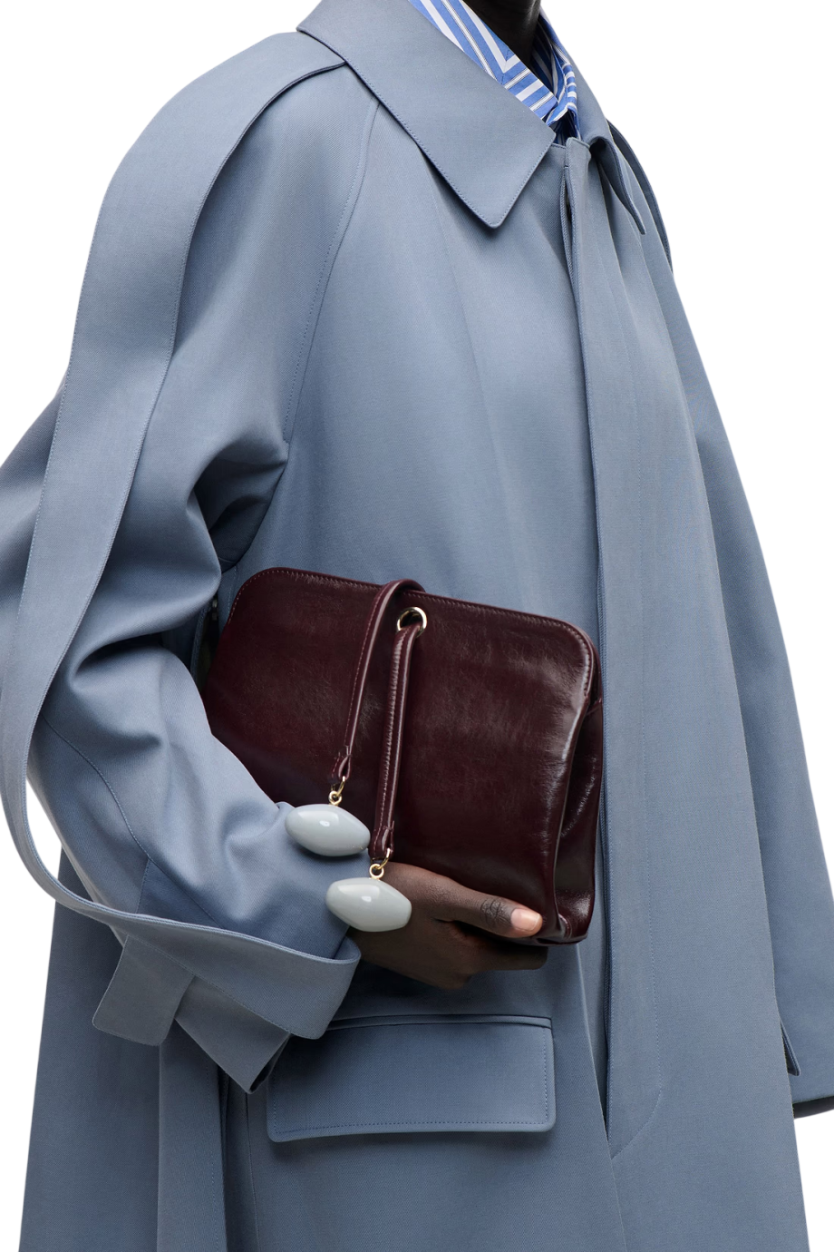 Kizette leather clutch bag in dark burgundy