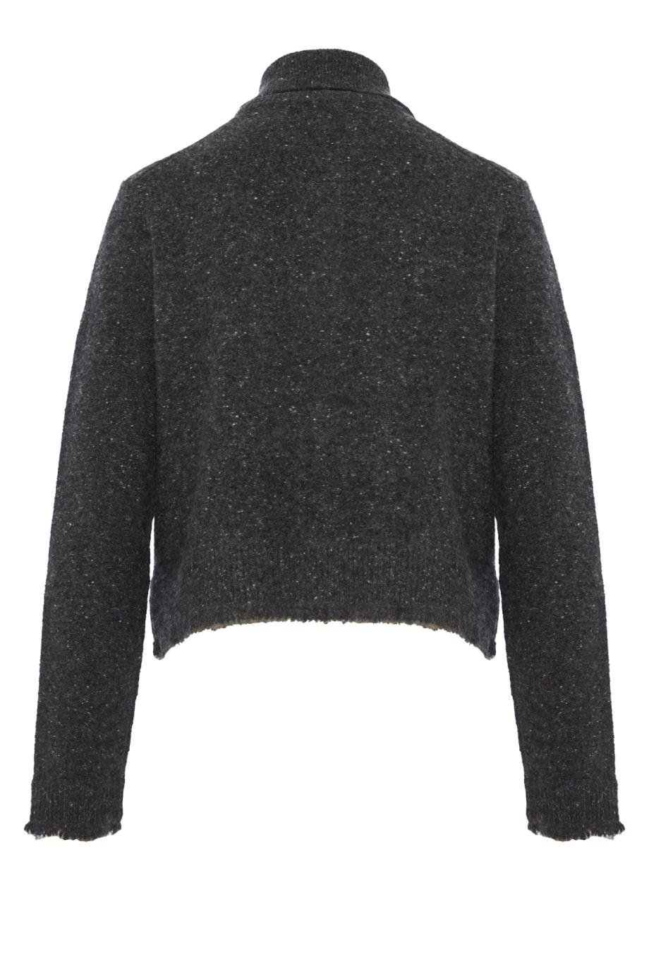 Shrunken cashmere cardigan in charcoal donegal