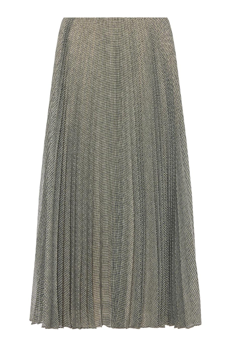 Houndstooth pleated chiffon skirt in black