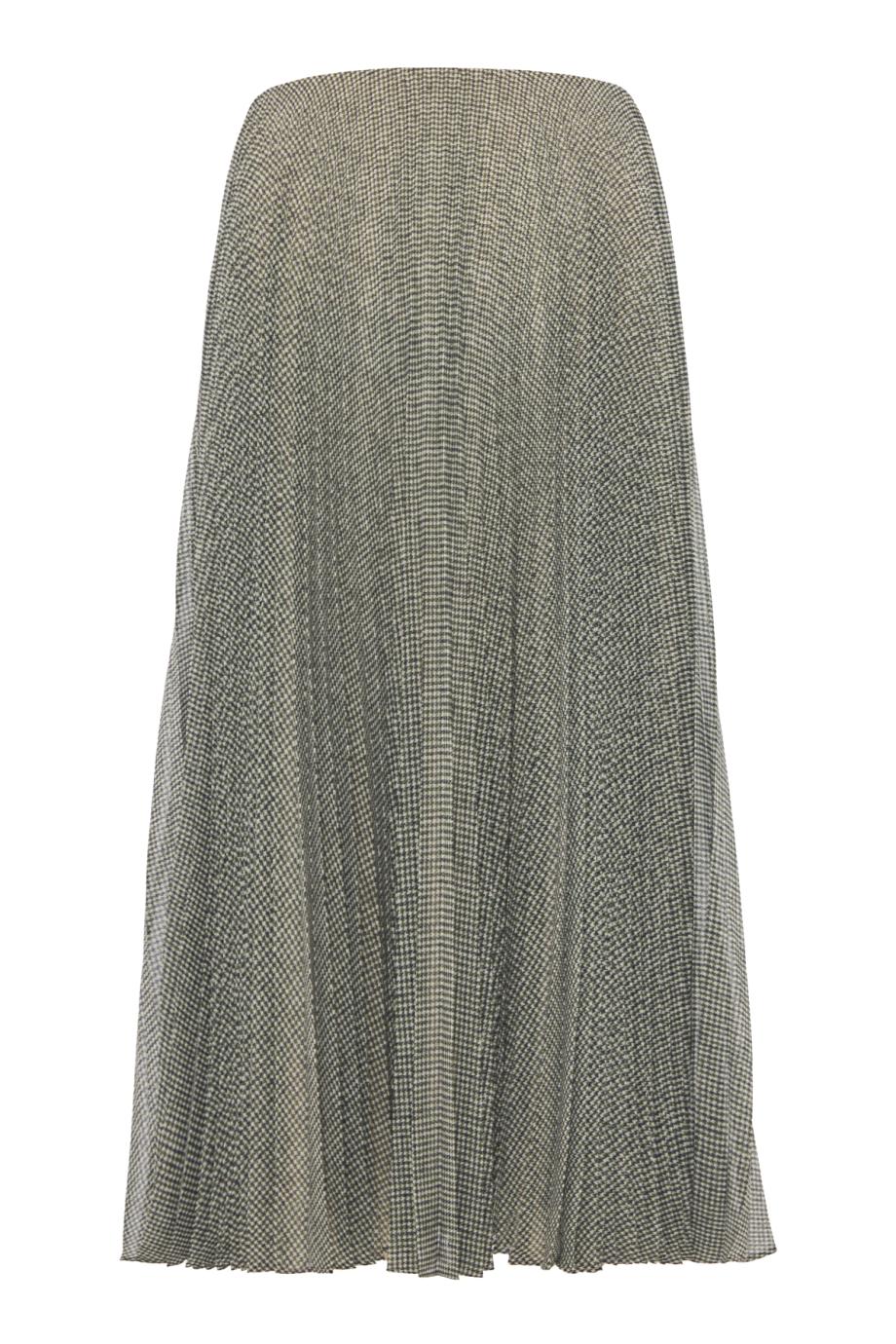 Houndstooth pleated chiffon skirt in black