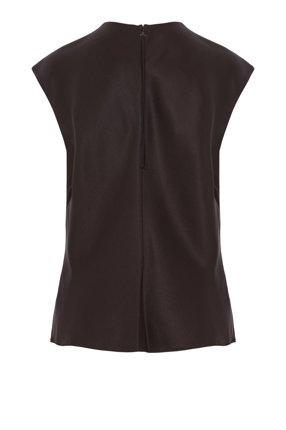 Satin cap-sleeve top in cinderwood
