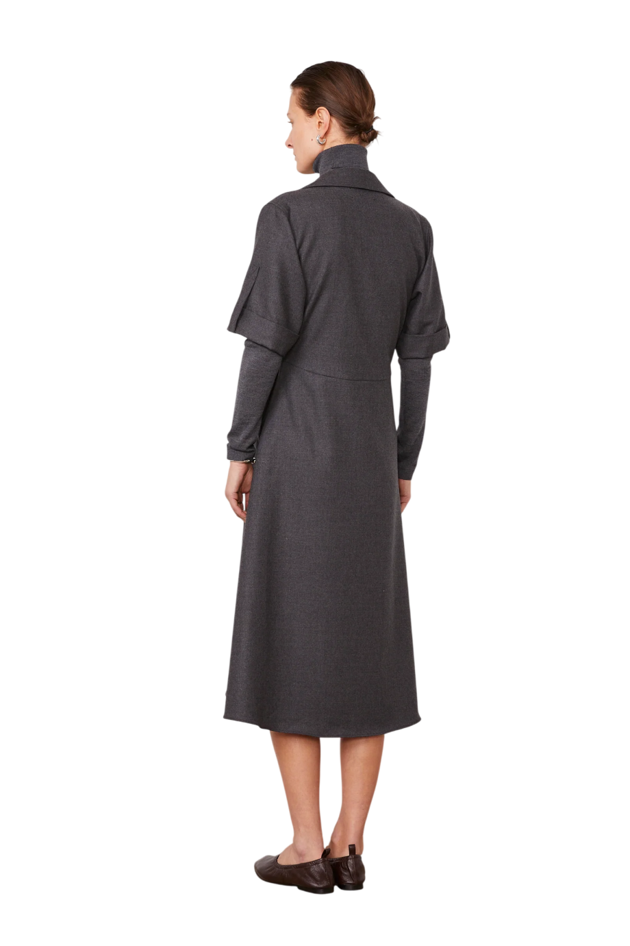 Azelle wool midi dress in mid heather grey