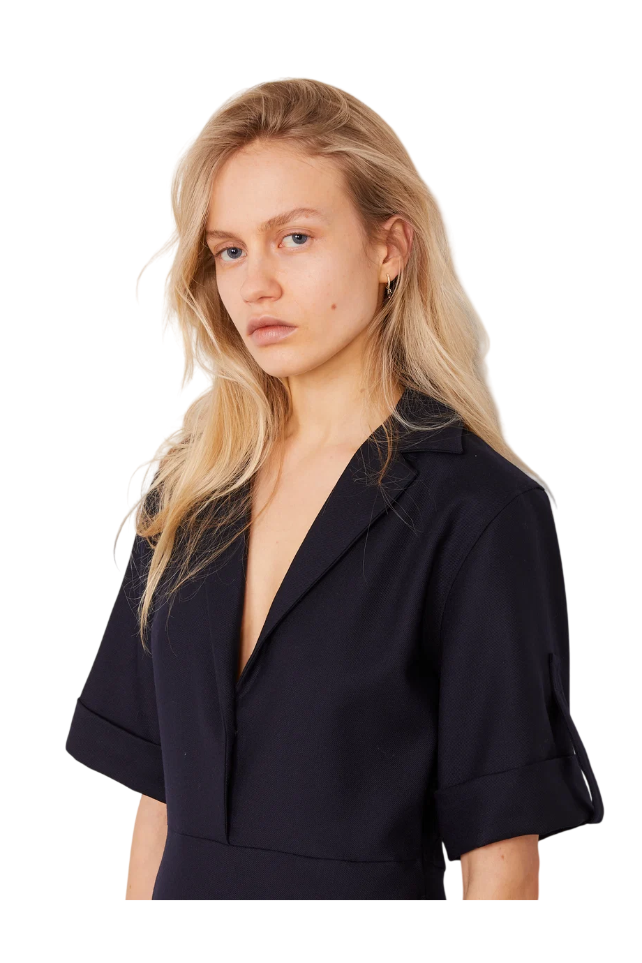 Azelle wool midi dress in dark navy