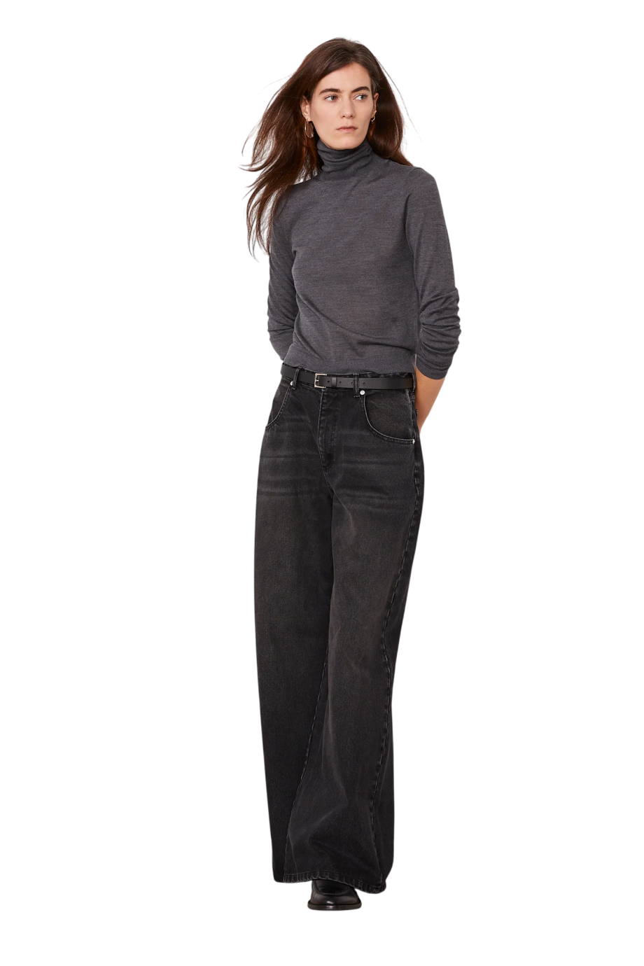 Meli merino wool and silk sweater in mid heather grey