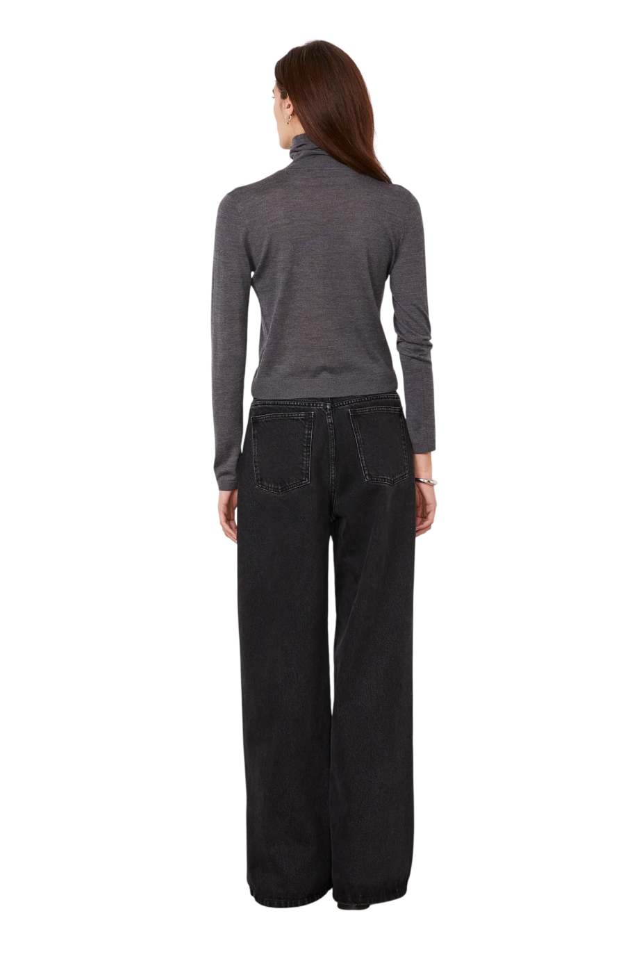 Meli merino wool and silk sweater in mid heather grey