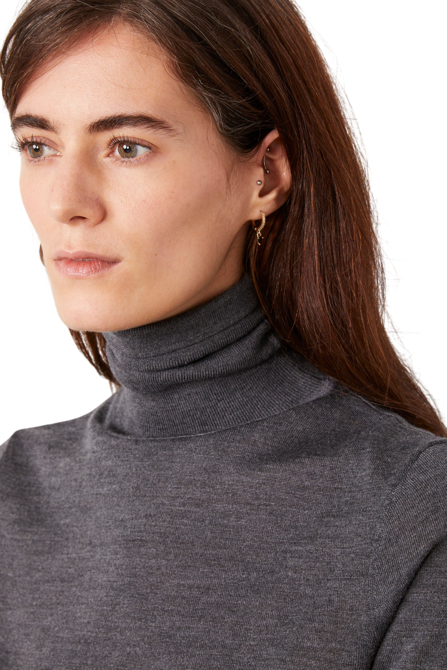 Meli merino wool and silk sweater in mid heather grey