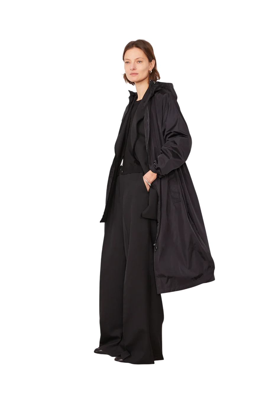 Rosalia hooded raincoat in black