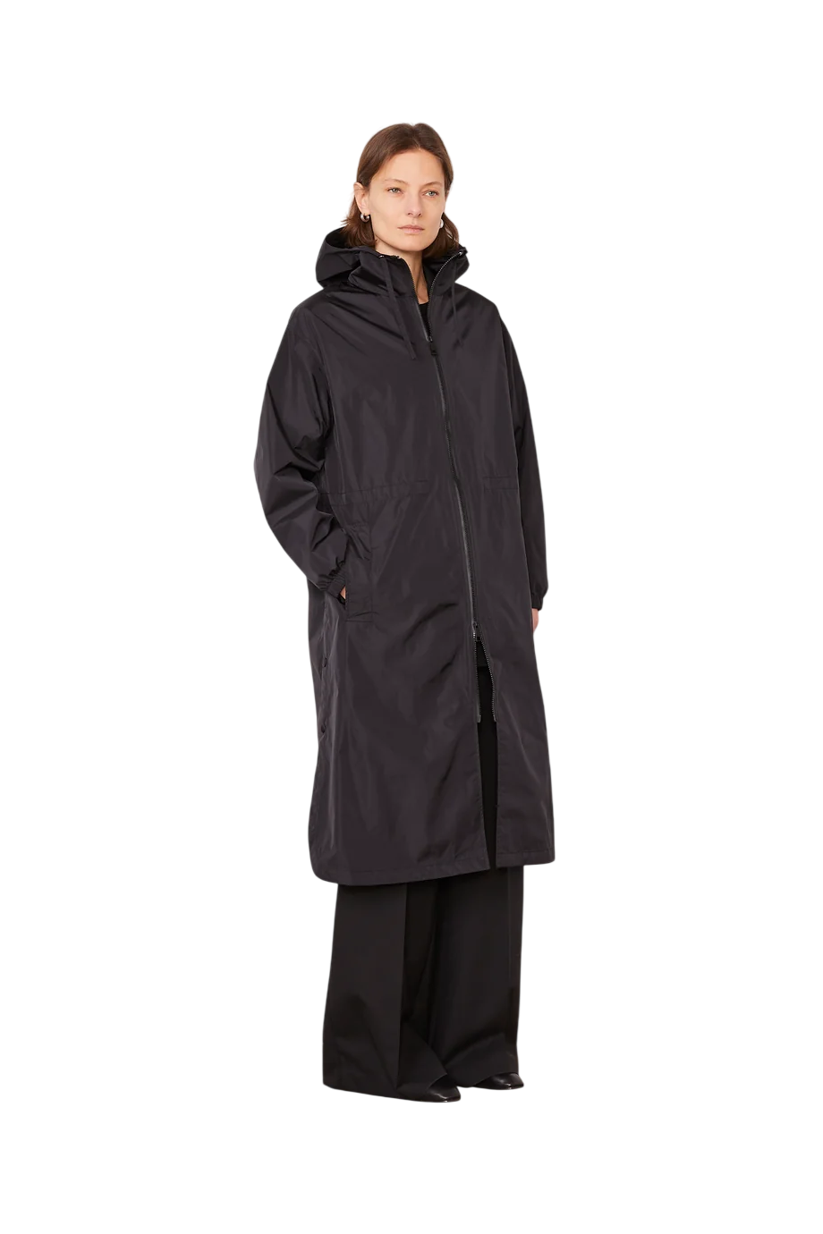 Rosalia hooded raincoat in black