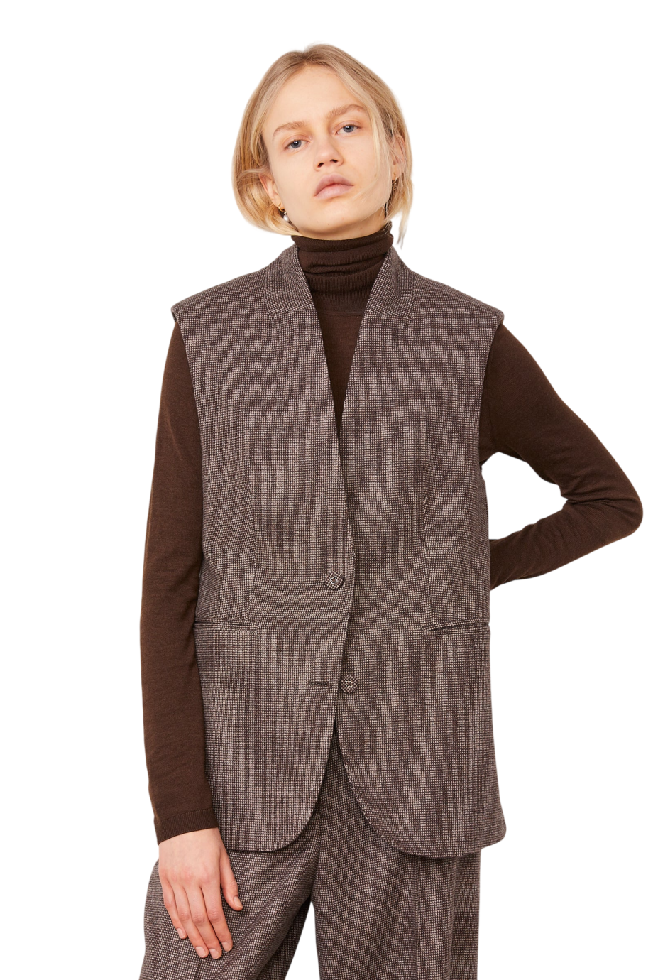 Giomi wool waistcoat in coffee