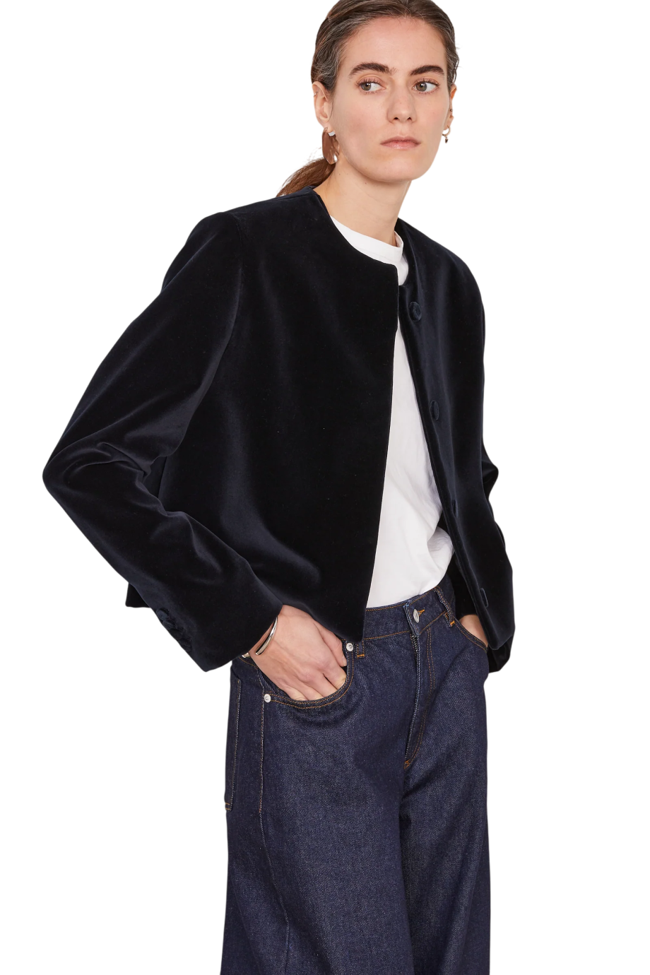 Vanni cotton velvet jacket in dark navy