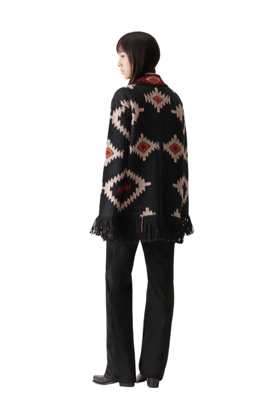 Liora intarsia alpaca and wool cardigan in black