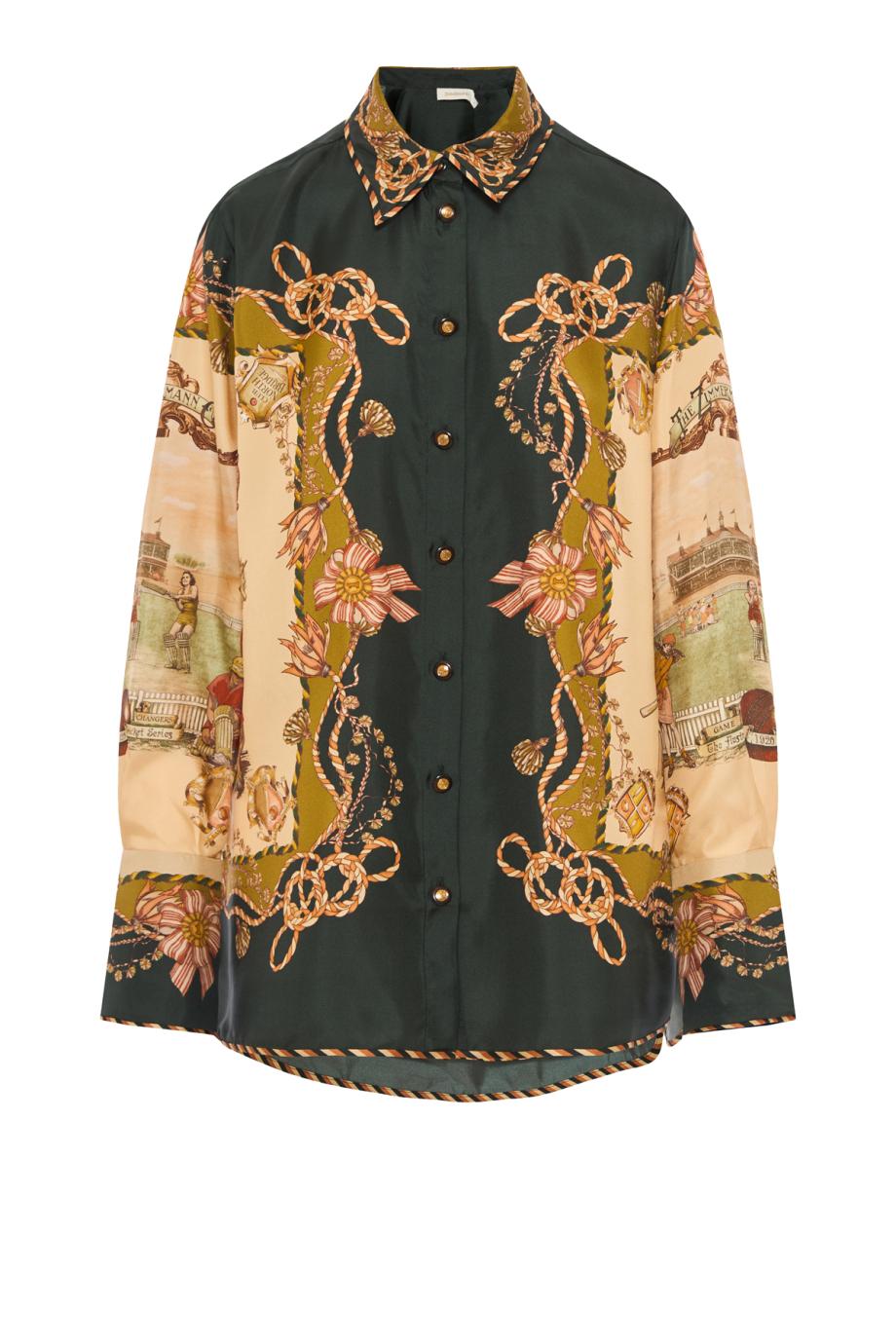 Valiant printed silk shirt in forest scarf