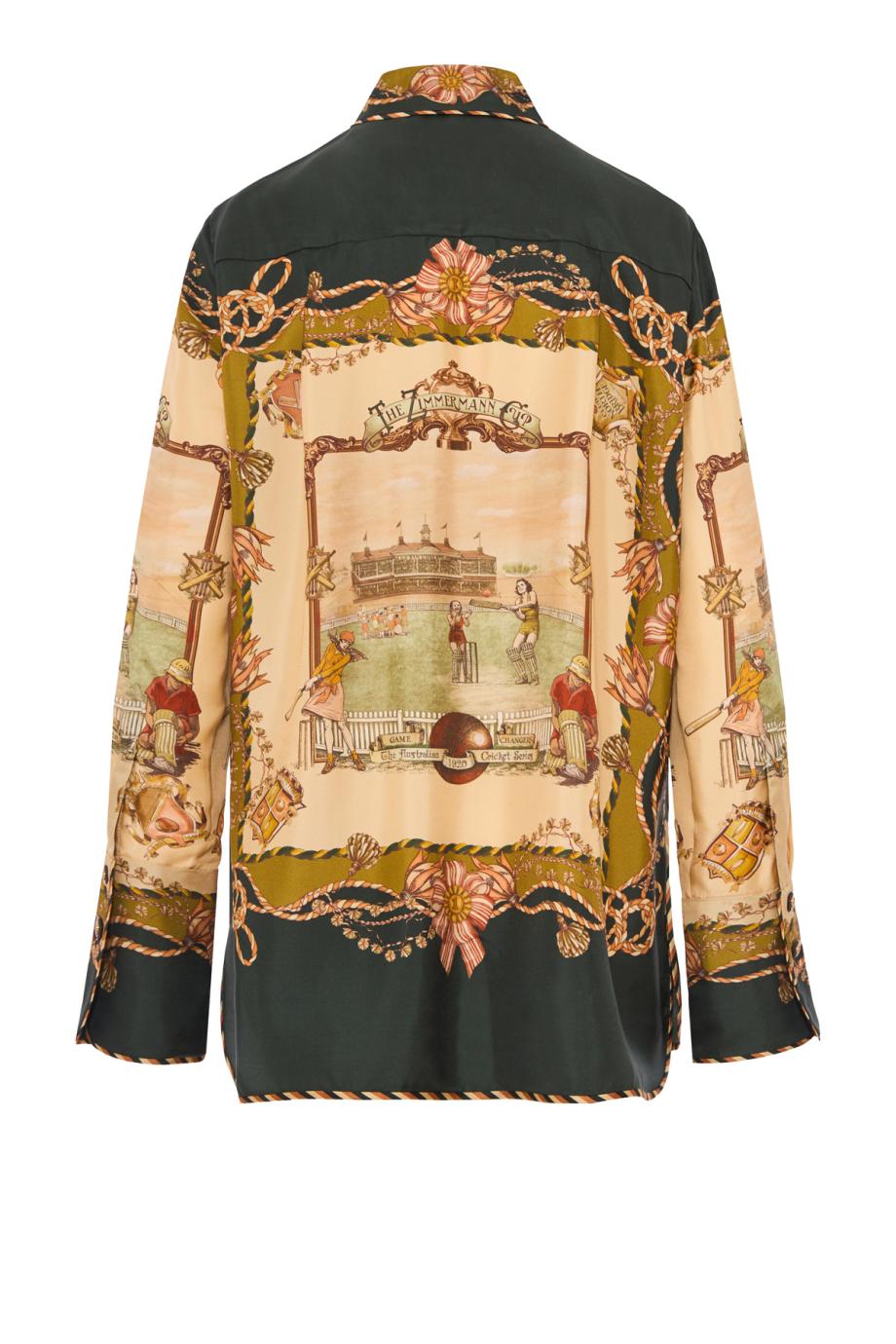 Valiant printed silk shirt in forest scarf