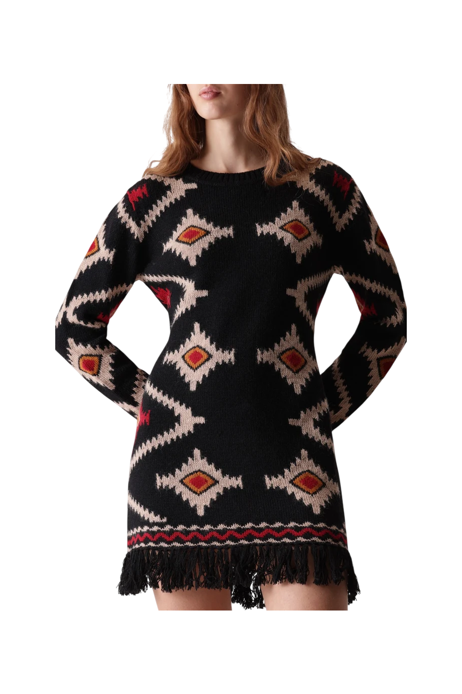 Lilium intarsia alpaca and wool sweater in black