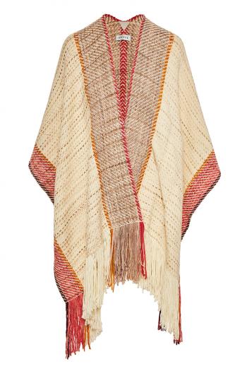 Fringed wool and silk shawl