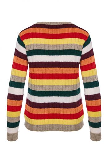 Striped ribbed cashmere sweater