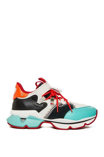 Red Runner mesh, rubber and suede sneakers