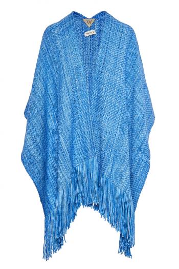 Fringed wool and silk shawl