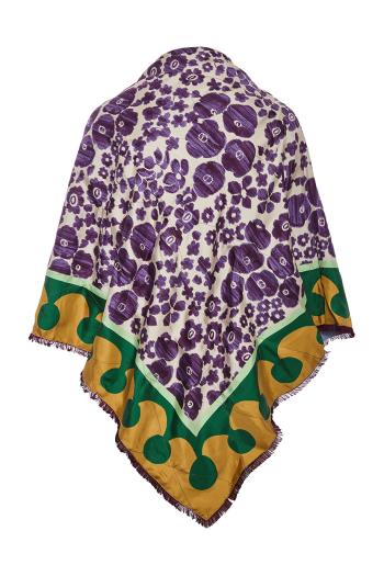 Printed wool and silk shawl