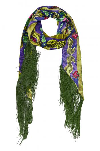 Fringed silk scarf