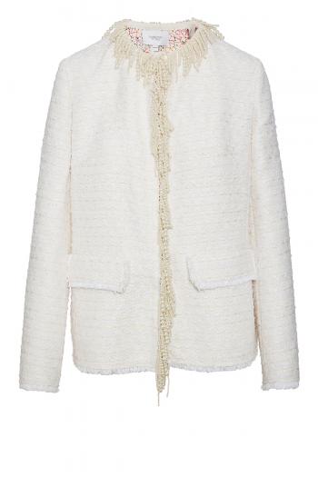 Pearl-embellished tweed jacket 