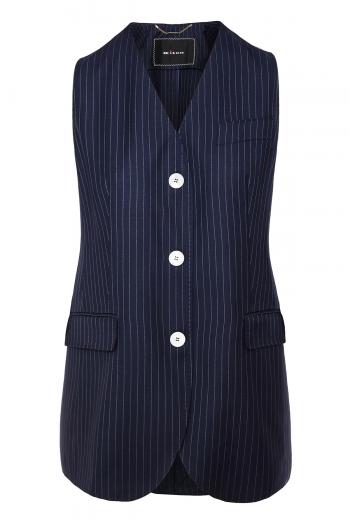 Striped wool-gabardine waistcoat 