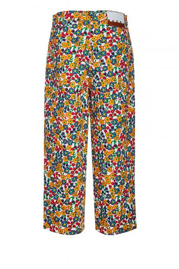 Printed cotton-blend cropped pants 