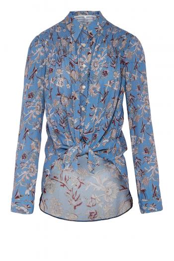 Dazed printed knotted voile shirt 