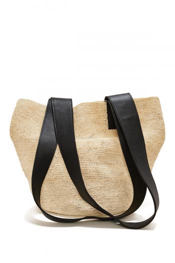 Leather and toquilla straw bag