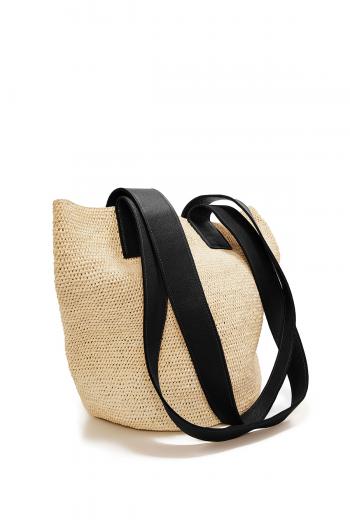 Leather and toquilla straw bag