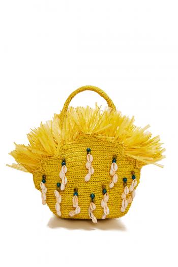Embellished toquilla straw bag