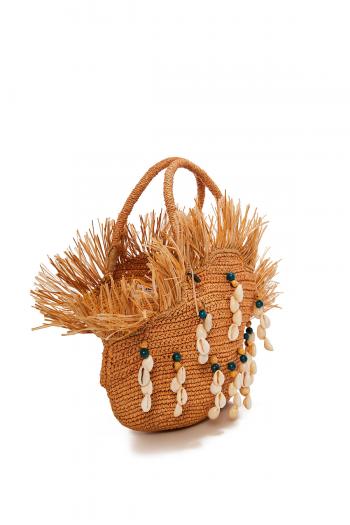 Embellished toquilla straw bag