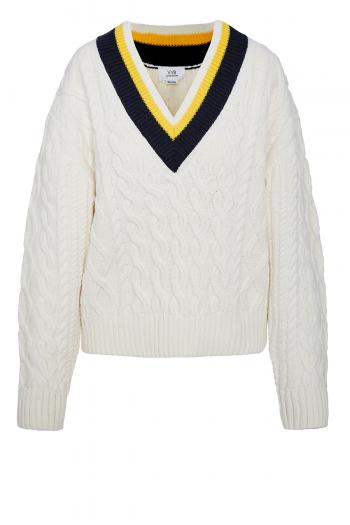 Cable-knit cotton and wool sweater 
