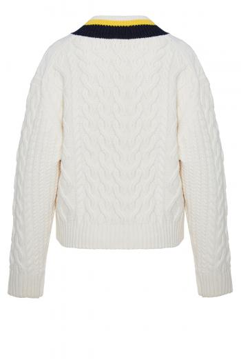 Cable-knit cotton and wool sweater 