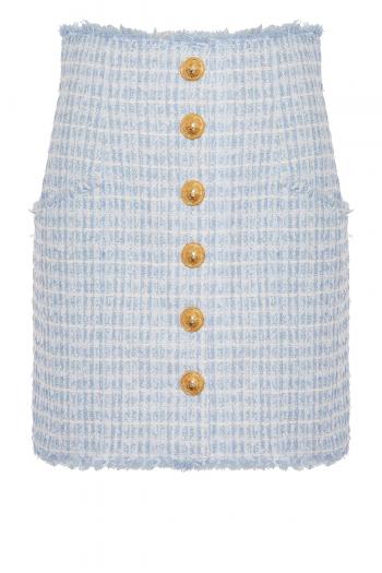 Embellished frayed tweed mini skirt 