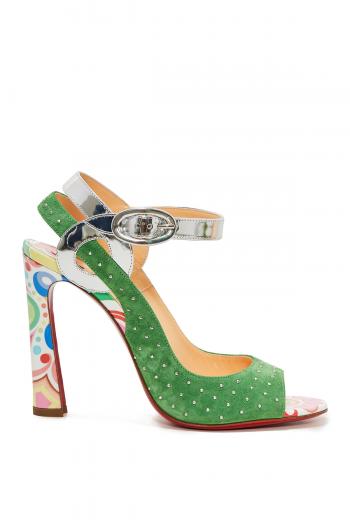 Loopinga suede and printed leather pumps 