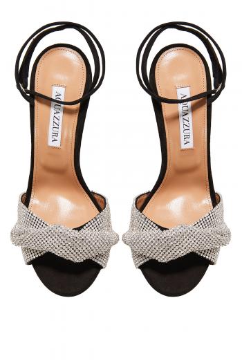 Crystal Twist embellished suede sandals 
