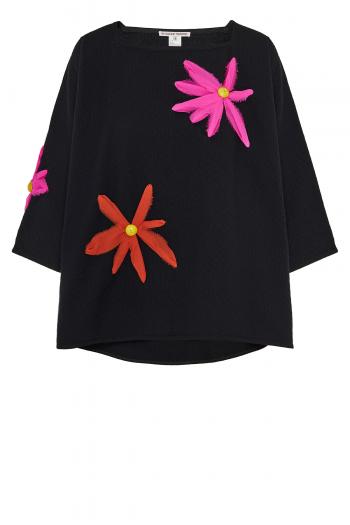 Oversized embroidered cotton top 