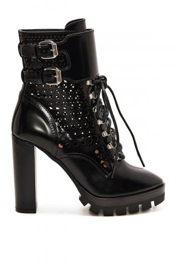 Stiletto glossed-leather boots 