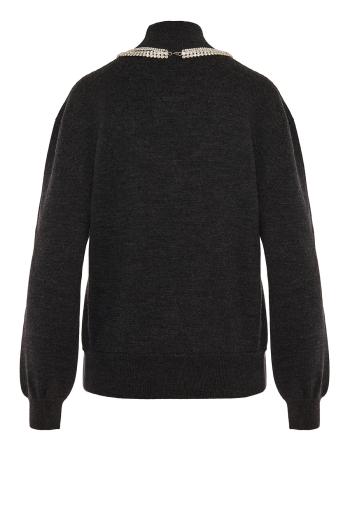 Embellished wool-blend turtleneck sweater 