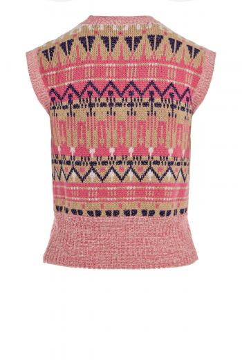 Metallic Fair Isle wool sleeveless sweater 